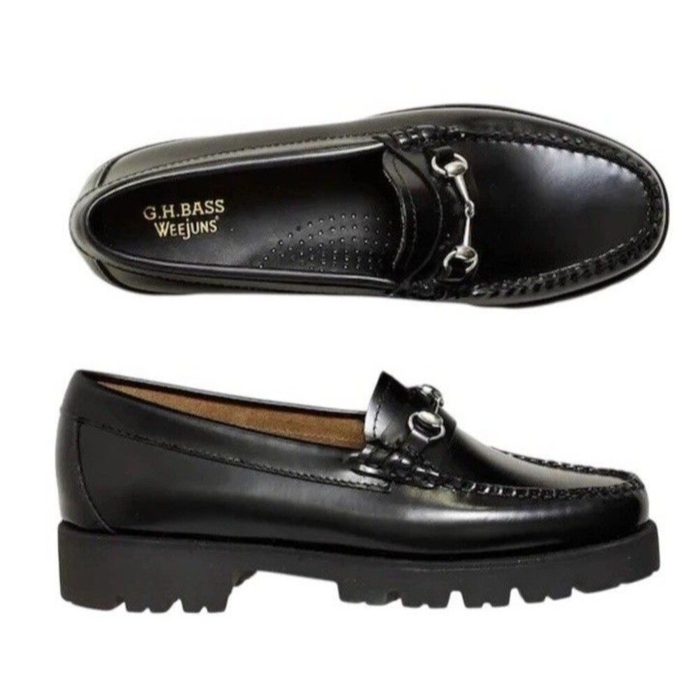 NEW G.H. Bass Co Weejuns Lianna Loafer Women’s  Black Bit Super Lug Platform 9